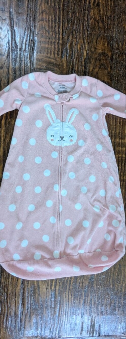 Carter's Pink White Polka Dot Bunny Footie Sleep Sack